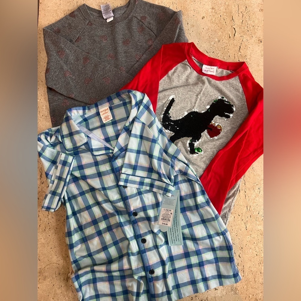 Girl’s Size 10 Shirt, Sweatshirt and PJ Top Bundle